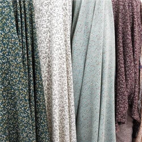 Small Flower Printed Chiffon Fabric Soft Smooth Drape For Dress DIY Clothes Handmade Patchwork Materials 50X150cm