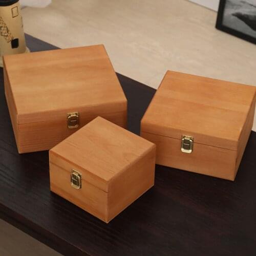 Retro Jewelry Box Organizer Desktop Natural Wood Clamshell Storage Case Home Decoration Handcrafted Wooden Gift Box
