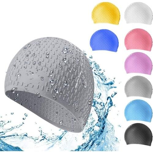 Swimming Cap Silicone Elastic Water Drop Cap Non-Slip Waterproof Anti-Dropping Swimming Cap