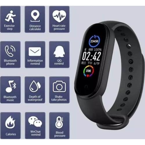 M5 Smart Band Men Women Watch Heart Rate Blood Pressure Sleep Monitor Pedometer Bluetooth-compatible Connection for IOS Android