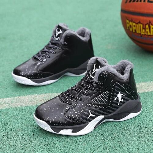 Sport Boys Sneakers Children Casual Shoes For Kids Sneakers Girls Shoes Plush Warm Lining Fashion Basketball Lace-up Fashion