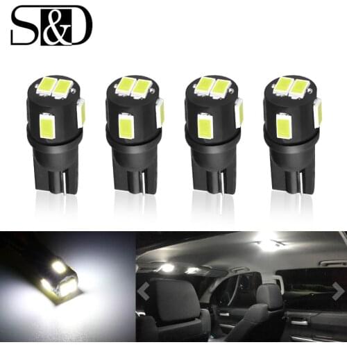 4Pcs T10 W5W Led Bulb 194 168 Car Interior Dome Reading Lamp License Plate Light Clearance Door 6000K White 12V Auto Led Bulb
