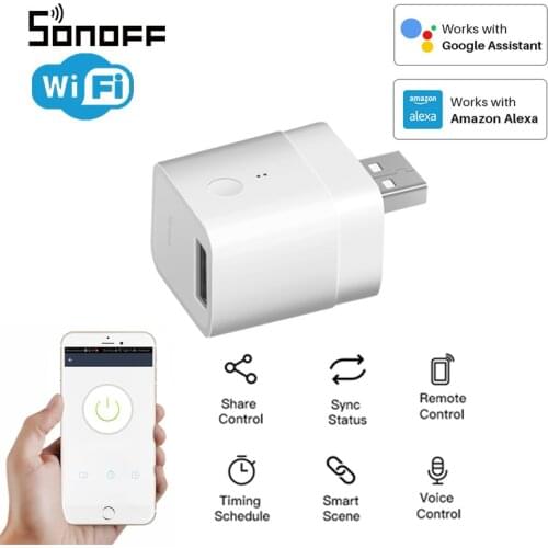 SONOFF Micro 5V Smart Home Wireless Wifi Mini USB Smart Adaptor Switch EWeLink APP Remote Control Works With Alexa Google Home