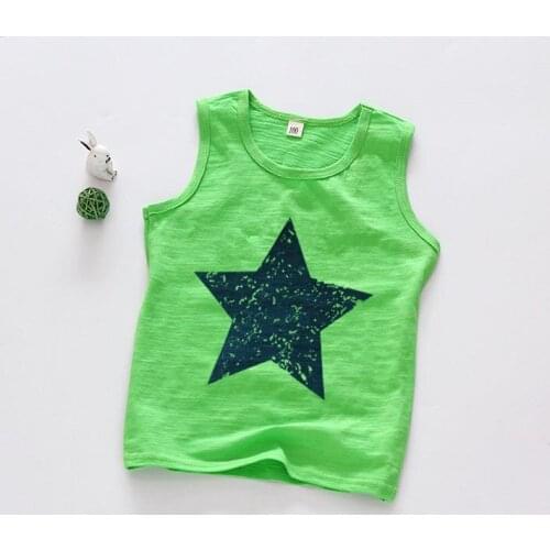 High quality summer boys Girl fashion t-shirts Soft comfortable bamboo cotton Baby Vest print star kid clothes child
