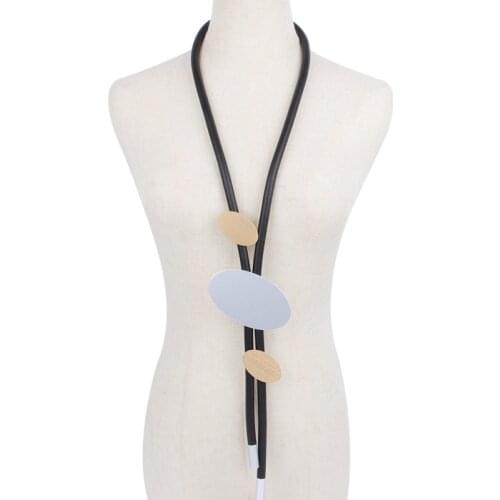 YD&YDBZ Aureate Metal Pendant Necklaces For Women Trendy Black Rubber Rope Chain Long Necklace Luxurious Jewelry Decorative