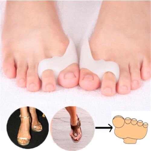 1 Pair Feet Care Silicone Two Hole Toe Separator Bunion adjuster Hallux Outer Appliance Pain Relief Guard Thumb Valgus Protector