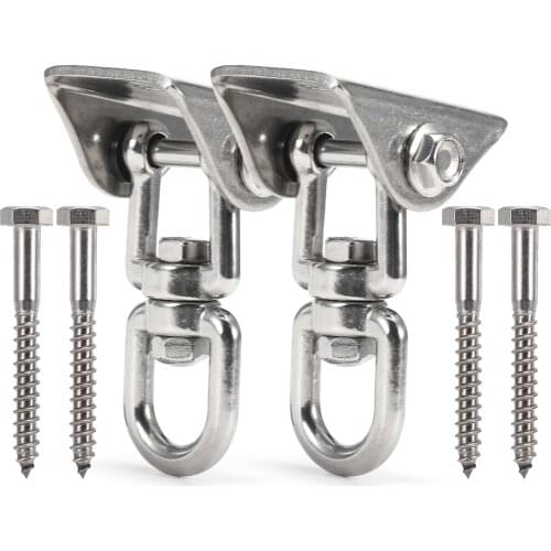 1 Pair 360° Swivel Swing Hangers, Openable Stainless Steel Swing Hook for Ceiling Wood Porch Swing Hanging kit Playground