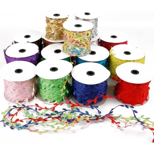 10 Meter Polyester Cloth Leaf Shaped Colorful Leaves Handmade Lace For Wedding Decor DIY Wreath Gift Scrapbooking Craft Lace