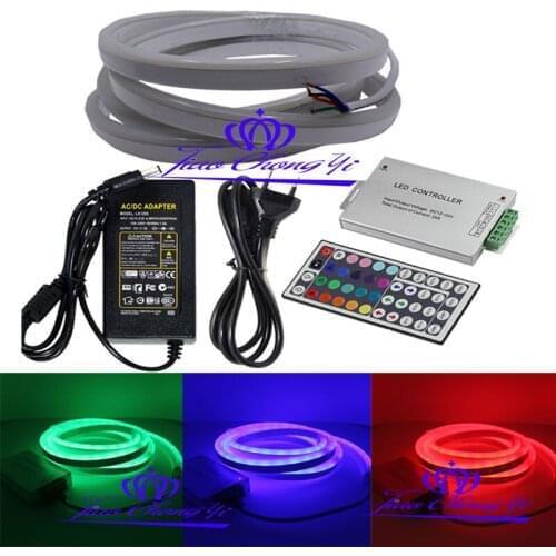 DC 12V 5050 RGB Flex solf led neon rope strip 8 x 16 mm +RGB controller+5A 12V power kit