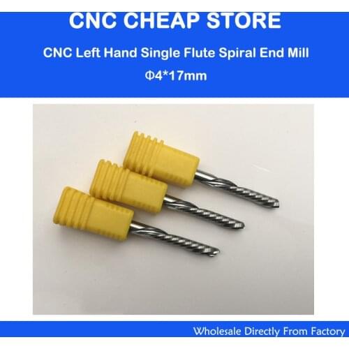 3pcs/set 4mmx17MM Single Flute DOWN Cutter, Left Helical Carbide Milling Tool Bits for Cutting Grooving Wood, Plastic Board, PVC