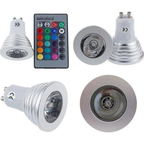 3W E27 E14 GU10 RGB LED Bulb Spotlight Colorful Light 16 Color Change AC110V 220V with 24Key IR Remote Controller LED Lamp