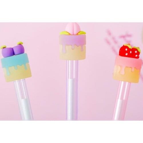 36 pcs/lot Creative Fruit Cake Gel Pen Cute 0.5 mm black Ink signature Pen Promotional Gift Stationery School Supplies