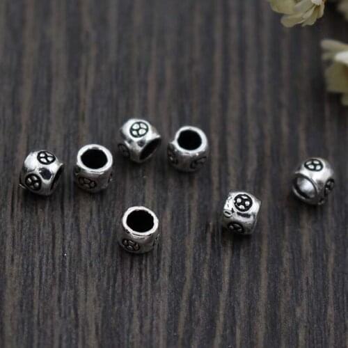 5pcs/lot 100% 925 Sterling Silver Big Hole Barrel Beads Small Spacer Beads Fit Bracelets Making DIY Beading Jewelry Accessories
