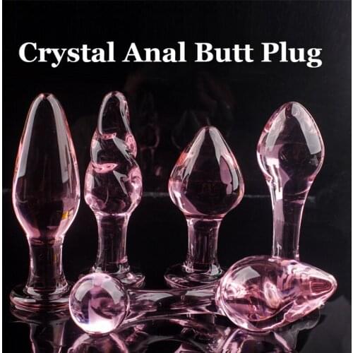 5 Styles Pink Crystal Butt Plug Pyrex Glass Anal Dildo Ball Bead Fake Penis Female Masturbation Sex Toys For Adult Women Men Gay