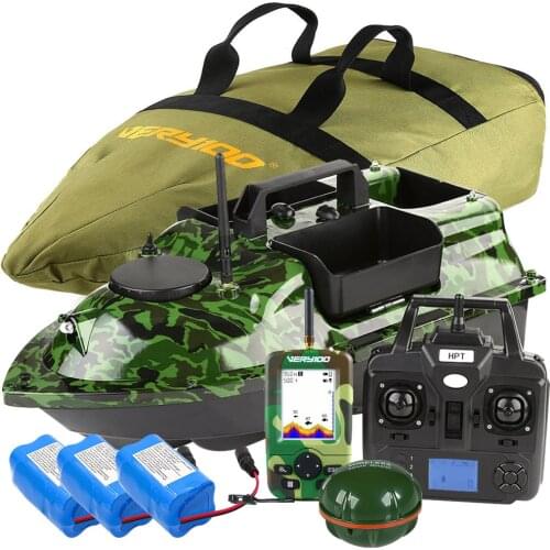 500M Camo Wireless GPS Fishing Bait Boat 3 Catapult Hoppers LCD GPS Fishfinders With Sonar Sensor Kids Remote Control Toy Boat
