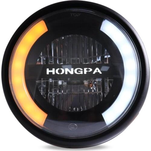 7" 12v LED Motorcycle Dynamic DRL High Low Beam HeadLamp Headlight w/Flowing Turn Signals Light For Old School Bobber Scooter