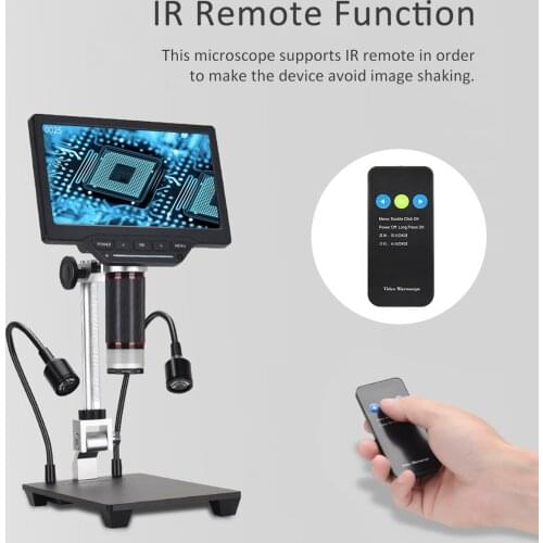 7-inch LCD Video Microscope with 32GB TF Card 1200X Microscope&Telescope 1080P with IR Remote Adjustable Metal Stand&LED Light