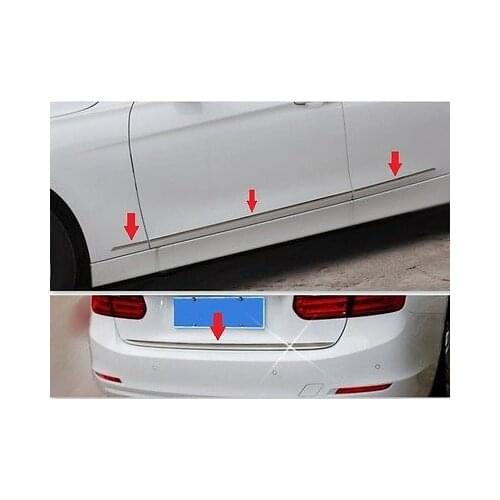 For BMW 3 Series F30 320 328 2013 2014 Chrome Rear Trunk Trim+Side Door Molding 7PCS