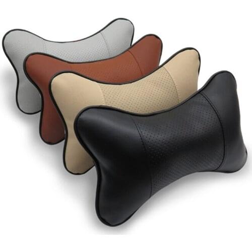 Car Neck Pillows Both Side Pu Leather 1pcs Pack Headrest For Head Pain Relief Filled Fiber Universal Travel Pillow Neck