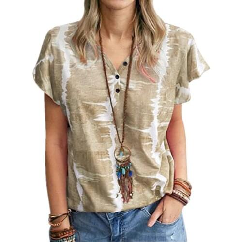 Plus Size 5XL Shirt Blouse Female 2021 Spring New Tops V-Neck Splice Print Boho Women Shirt