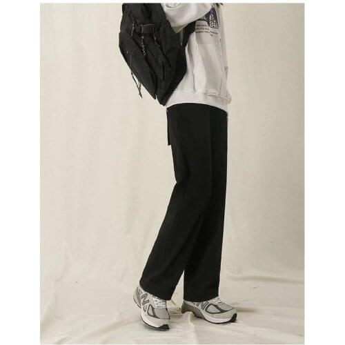 Spring and autumn mopping pants, black guard pants, high waist casual pants, womens loose straight drape wide-leg trousers