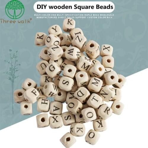 50pcs 8-10mm Square Wood Beads Letters Alphabet Loose Bead Jewelry for DIY Wooden Handmade Necklace&Bracelet accessories
