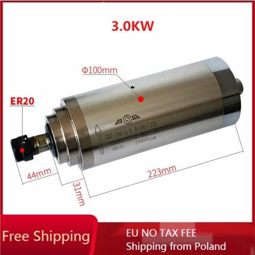 CNC spindle motor water cooled 800w/1.5kw/2.2kw 220v/380v 400hz 24000rpm ER11/ER20 collet for cnc router engraving machine