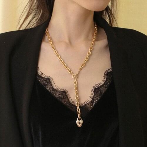 Lock chain necklace creative fashion clavicle chain personality metal chain love necklace