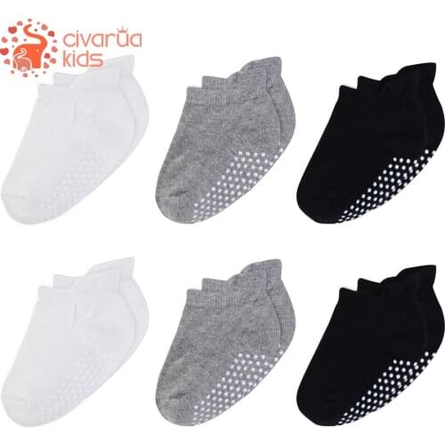 Baby Socks 100% Organic Cotton Non Slip Socks for Boys & Girls 6Pairs/Lot Anti Skid Baby Sock for Baby 6-36 Month