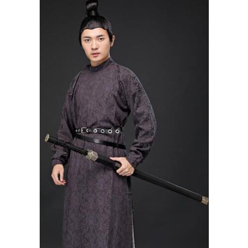 Ancient film and television mens casual formal Martial arts cosplay cotton hemp Hanfu troupe of Tang Dynasty performance stage