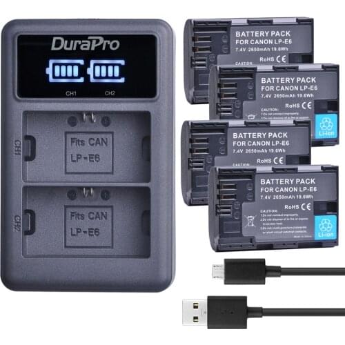 2pc 2650mAH LP-E6 LP E6 LP-E6N Rechargeable Battery Charger Set For Canon EOS 5DS R 5D Mark II 3 5D Mark III 6D 7D 60D 60Da 70D