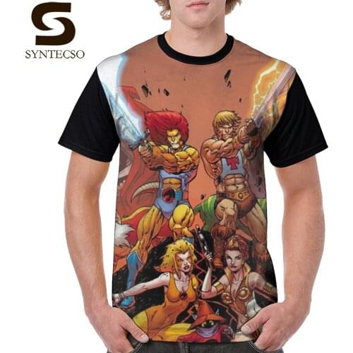 Thundercats T Shirt Thundercats Vs HiMan T-Shirt Oversized Man Graphic Tee Shirt Short-Sleeve Summer Printed Tshirt