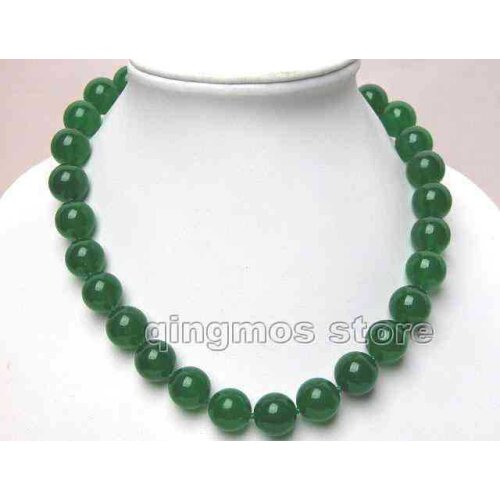 Beautiful! Big 14mm Round green beads 17" necklace -nec6018 Wholesale/retail