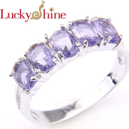 Luckyshine New Arrival Oval Rings Silver Purple Woman Rings Jewelry Russia USA Party Rings