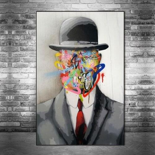 MAGRITTE Graffiti Art Canvas Paintings on the Wall Art Posters and Prints Abstract Street Art Wall Pictures Home Decoration