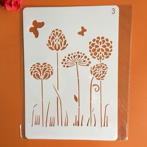 A4 size Small round flower Wall Painting Stencils Stamp Scrapbook Album Decorative Embossing Craft Paper DIY Flower Label