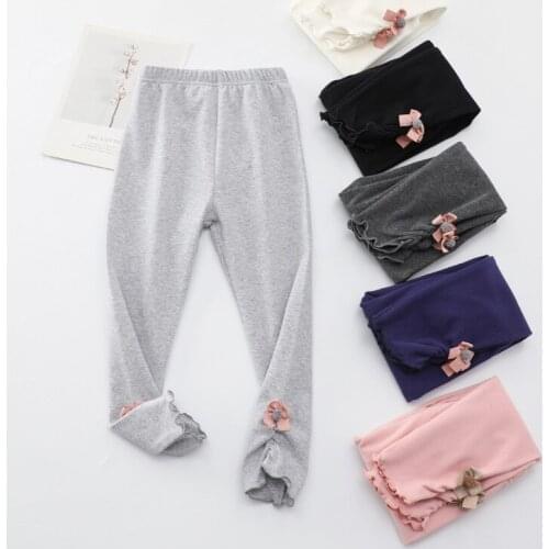 2021 new childrens clothing small and medium-sized childrens running volume spring models bow-knot girls leggings