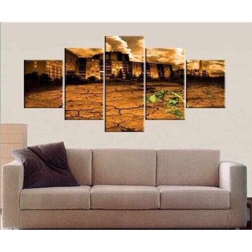 New Landscape Dry Land Canvas Oil Paintings Home Wall Decor 5 Panels Canvas Art Modern Prints Artwork For Home Decorations