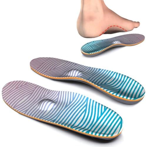 Blue Stripe iFitna Wave Memory Foam Original High Arch Support Insoles for flat feet Orthotic Inserts Men and Women