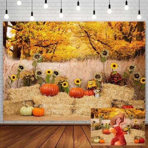Fall Baby Shower Photography Background Pumpkin Farm Sunflower Harvest Kid Backdrop Photo Studio Decor Photozone Photocall Props