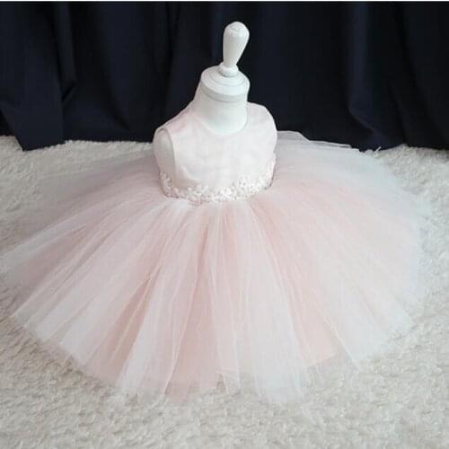 Pink Lace Baptism Dress for Baby Girl Newborn Infant Princess Clothing 1 Year Birthday Party Toddler Christening Wedding Gown