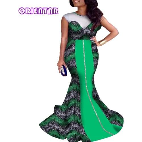 Fashion African Dresses for Women High Waist Long Maxi Dress African Print Women Evening Party Ankara Dress Plus Size WY5775
