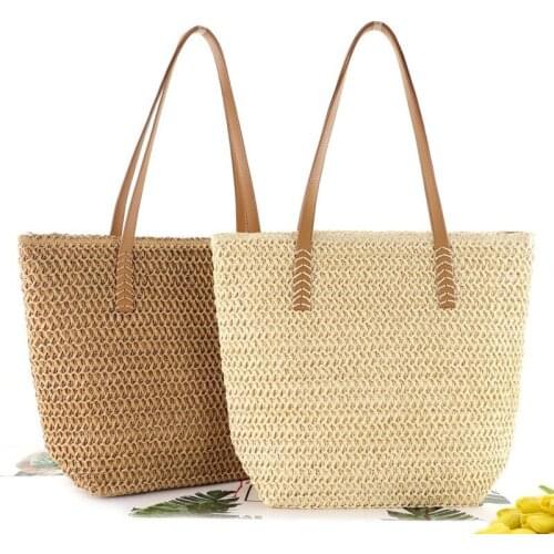 Woven color woven bag fashion one-shoulder straw woven bag leisure women bag beach bag