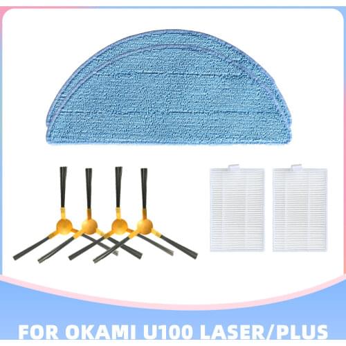 High Efficiency HEPA Filter Spin Brush Mops Replacement Kits for Okami U100 Laser Plus Vacuum Cleaner Spare Parts Accessories