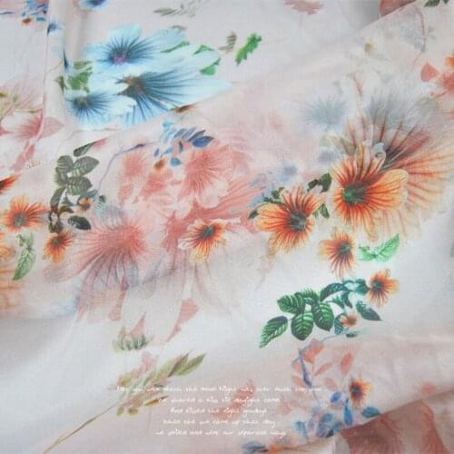 LEO&LIN Large Wide white Gorgeous Flower Real Silk Chiffon Light through Dress Shirt Lining Cloth DIY patchwork