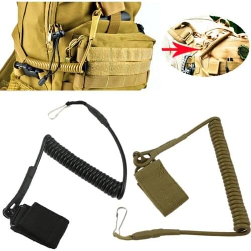 Coil sling rope lanyard Molle elastic hunt pistol tool belt backpack Airsoft gun handgun shooting military bag spring strap