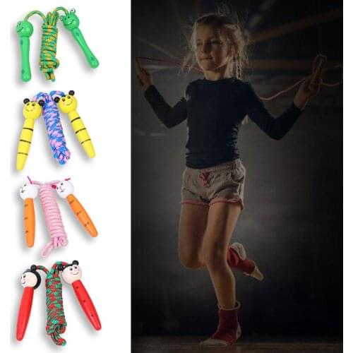 Kids Jump Ropes Lovely Cartoon Skipping Rope with Wooden Handles Braided Tangle-Free Rope Fitness Sports Skipping Ropes
