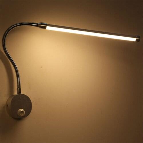 Led Wall Lamp With Flexible Tube Position Aajustable Lamp Kid Study Book Light Wall Mounted Indoor Lighting Reading Bedside Lamp