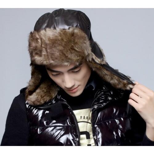 Unisex Outdoor Faux Leather Winter Warm Snow Hat Windproof Ear Protection Cap Warm Cap With Ears Ear Care Health Care