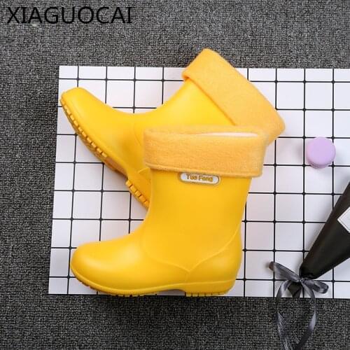 2019 New arrival Baby Waterproof Rain Boots Non-slip yellow/blue/pink Girls Boys shoes PVC Rubber lovely boots for kids B26 10